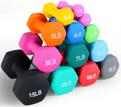 All-Purpose Color Neoprene Coated Dumbbells, 9 Lbs Pair